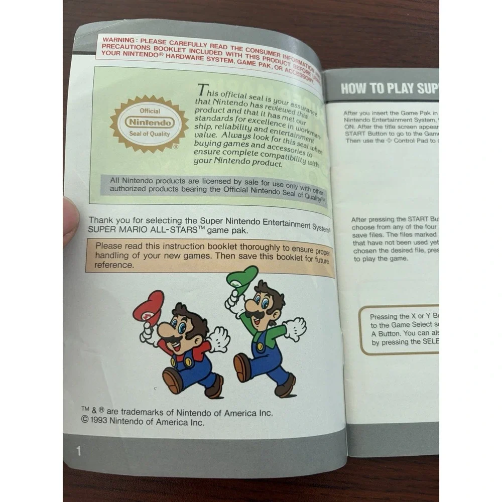 Super Mario All-Stars Instruction Manual Booklet Super Nintendo Snes Authentic